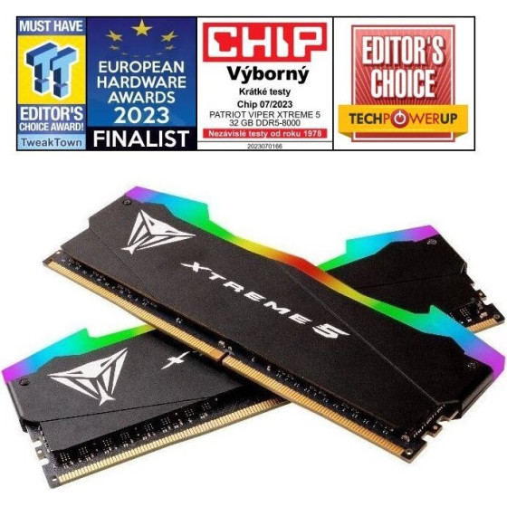 Patriot Viper Xtreme 5 Rgb 32GB DDR5 8000MT/s / Dimm / CL38 / Kit 2x 16GB - (PVXR532G80C38K)
