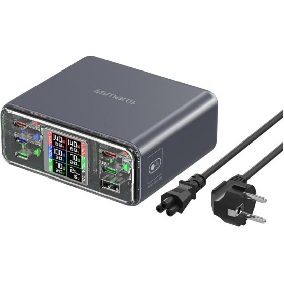 4sMarts Charging Station Desk Charger Lucid Gan Diy 360W 5xUSB-C 1xUSB-A Gray - (540360)