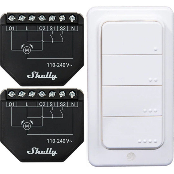 Shelly Set Of 2 Blind/Curtain Wifi Controllers Shutter + Blu Rc Button 4 - (Shutter+BLURCButton4)