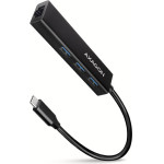 Axagon HMC-GL3A 3X USB-A + GLAN, Usb 3.2 Gen 1 HUB, METAL, 20CM USB-C CABLE