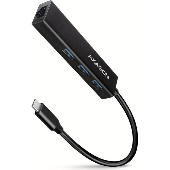 Axagon HMC-GL3A 3X USB-A + GLAN, Usb 3.2 Gen 1 HUB, METAL, 20CM USB-C CABLE