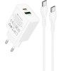 Lamtech Dual Port QC3.0/PD20W Charger With TYPE-C To TYPE-C Cable 60W 1M White - (LAM980718)