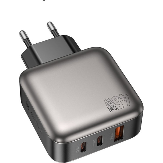 Lamtech Three Ports Gan Charger PD45W Grey - (LAM980435)