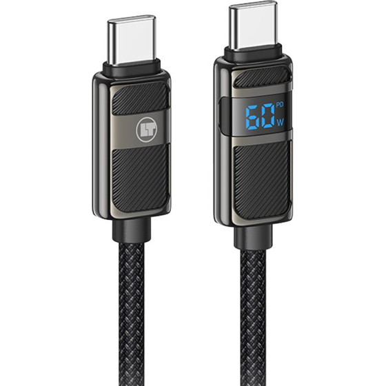 Lamtech TYPE-C To TYPE-C 3A High Power Display Charge & Data Cable 60W 1.2M Black - (LAM980688)