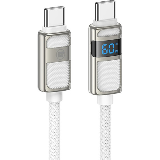 Lamtech TYPE-C To TYPE-C 3A High Power Display Charge & Data Cable 60W 1.2M White - (LAM980695)