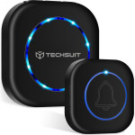 Techsuit - Wireless Doorbell Buzzzly (SU1) - Waterproof, 38 Unique Tune, 4 Volume Levels, 5 Modes Music/Flash - Black