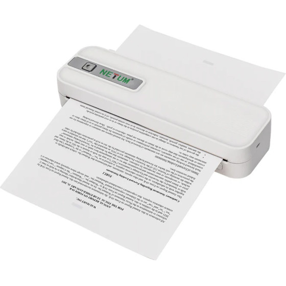 Netum Portable Rechargeable Thermal A4 Printer P801 White - (NT-P801)