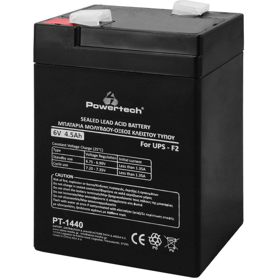 POWERTECH �������� �������� ��� UPS, 6V 4.5Ah, F2 - (PT-1440)