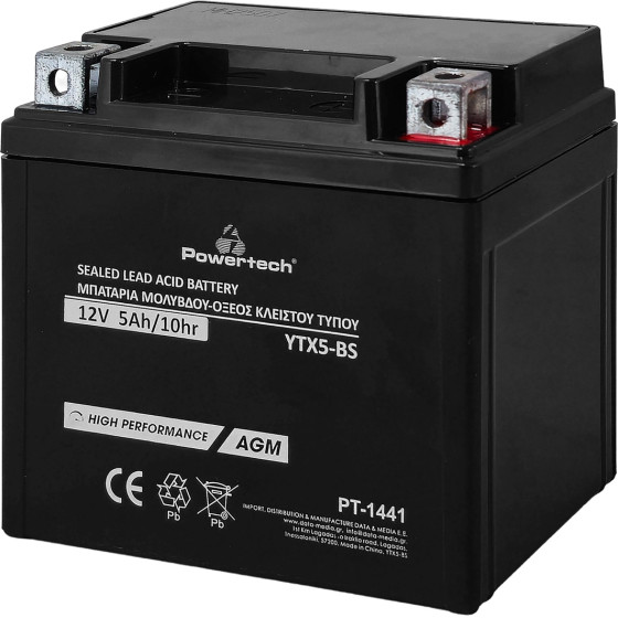 POWERTECH �������� �������� ������������ 12V 5Ah, AGM, YTX5-BS - (PT-1441)