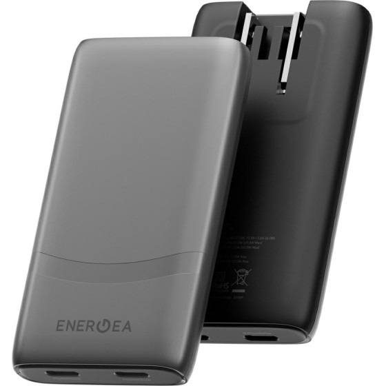 ENERGEA Wall charger TravelWorld Edge 65W 2xUSB-C PD/PPS/QC3.0 (US/UK/EU) graphite - (TW-EDGE65-GUN)