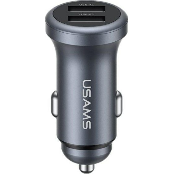 USAMS CC320 Aluminum Car Charger 2.4A 2xUSB-A tarnish - (CC320CC01)