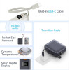 10000mAh 35W PD fast charge power bank - Digital Display, Fireproof ABS+PC - (QCY PB10C Grey)