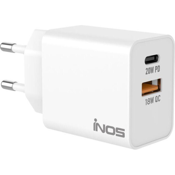 iNOS ��������� �������� ������� �������� �� ����� ����� Usb A & Usb C Pd Qc 3.0 20W ����� - (A122, INOSCH-73661, INOSNS-73661)