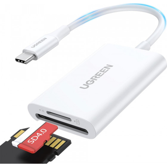 Ugreen USB-C Card Reader CM265, Sd - microSD, White