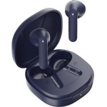 QCY Air Blue Semi-Ear Tws Earbuds, Quad Mic Enc multi-Point connection, Leather Grain Case - (QCY-QT41 Blue)