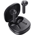 QCY Air Dark Grey Semi-Ear Tws Earbuds, Quad Mic Enc multi-Point connection, Leather Grain Case - (QCY-QT41 Black)