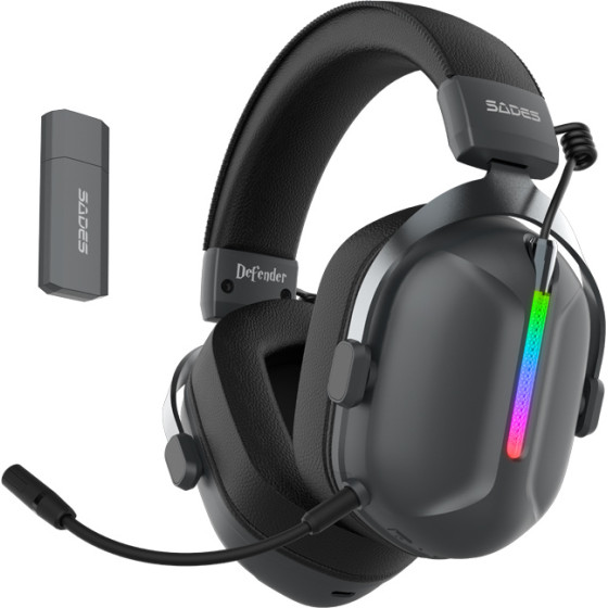 Sades Gaming Headset Defender, �������� & ���������, 50mm, 1050mAh, RGB, multi-platform, ����� - (SA-206-BK)
