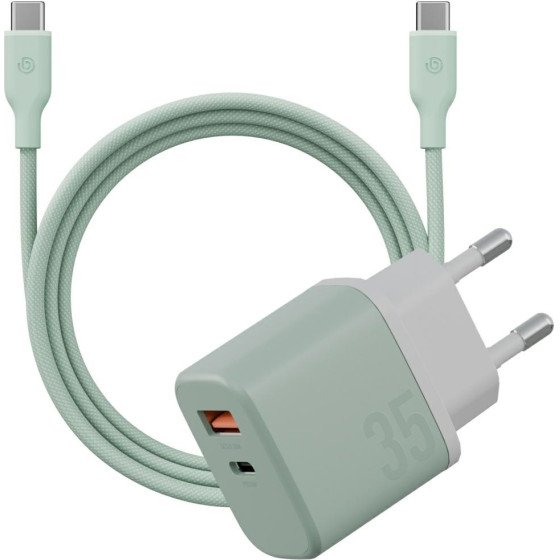 ENERGEA Wall Charger Bazic Goport Velox Kit USB-C/USB-A Gan 35W With Cable Green - (CHR-GPVLX-EU-GRN)