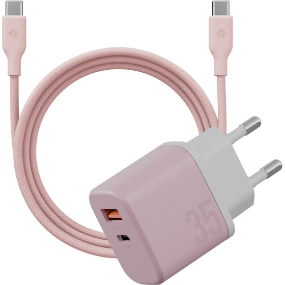 ENERGEA Wall Charger Bazic Goport Velox Kit USB-C/USB-A Gan 35W With Cable Pink - (CHR-GPVLX-EU-PNK)