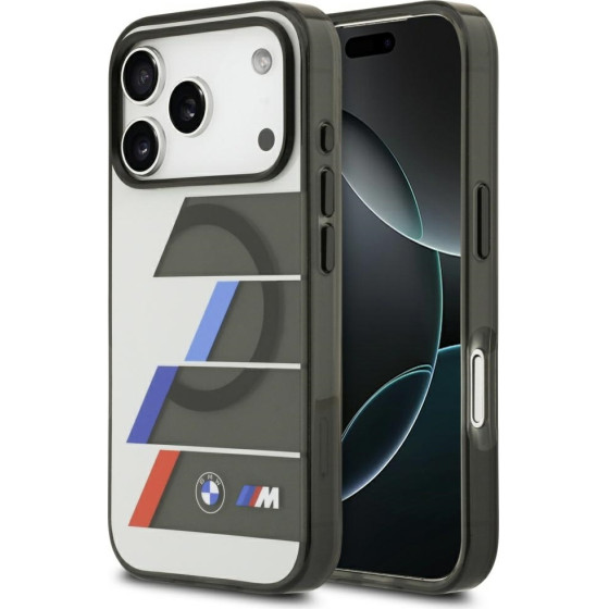 BMW M Iml Metal Buttons Tricolor Lines Magsafe Case For Iphone 17 Pro Anthracite - (BMHMP17L25HTTRIA)