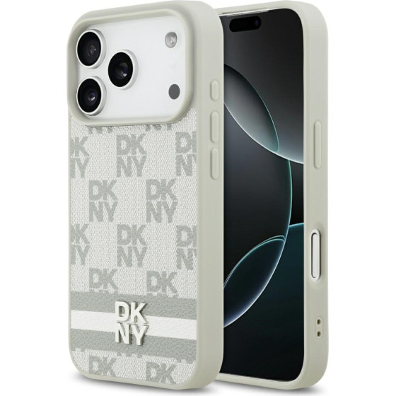 DKNY Etui Checkered With Printed Stripes Do Iphone 17 Pro Bezowy - (DKHCP17LPCPTSSE)