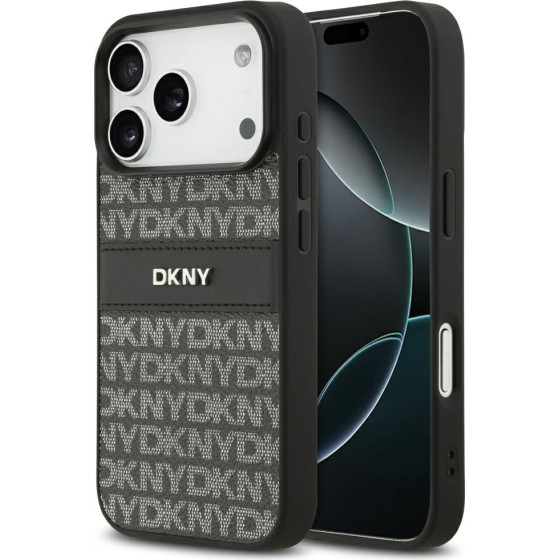 DKNY Etui Repeat Texture Pattern With Tonal Stripe Do Iphone 17 Pro Czarny - (DKHCP17LPRTHSLK)
