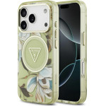 Guess Case Iml Glitter Flowers Triangle Magsafe For Iphone 17 Pro Max Green - (GUHMP17XHFLPEDN)