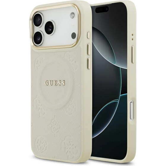 Guess Case Peony Hot Stamp Magsafe For Iphone 17 Pro Max Beige - (GUHMP17XPSAMSECE)