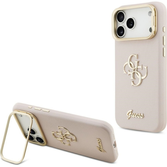 Guess Grained Big 4G & Stand Camera Case For Iphone 17 Pro Max Pink - (GUHCP17XPCS4GSP)