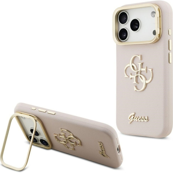 Guess Grained Big 4G & Stand Camera Case For Iphone 17 Pro Pink - (GUHCP17LPCS4GSP)