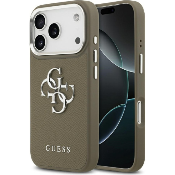Guess Grained Big 4G Classic Logo Case For Iphone 17 Pro Brown - (GUHCP17LPG4SMCEW)