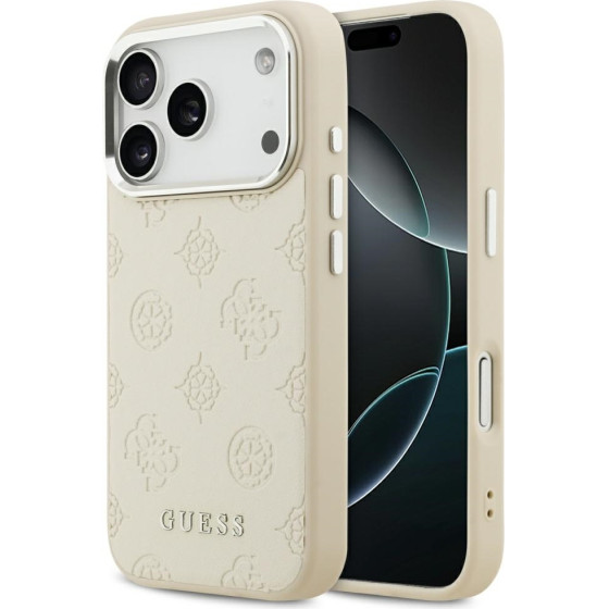 Guess Peony Hot Stamp Script Magsafe Case For Iphone 17 Pro Beige - (GUHMP17LPSPOSSSE)
