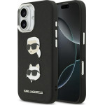 Karl Lagerfeld Fw Grained Karl & Choupette Heads Pins & Logo Case For Iphone 17 Black - (KLHCP17SPSFDHPOK)