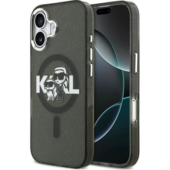 Karl Lagerfeld Iml Glitter Karl & Choupette Sketch Logo Magsafe Case For Iphone 17 Black - (KLHMP17SHGKCGKBK)