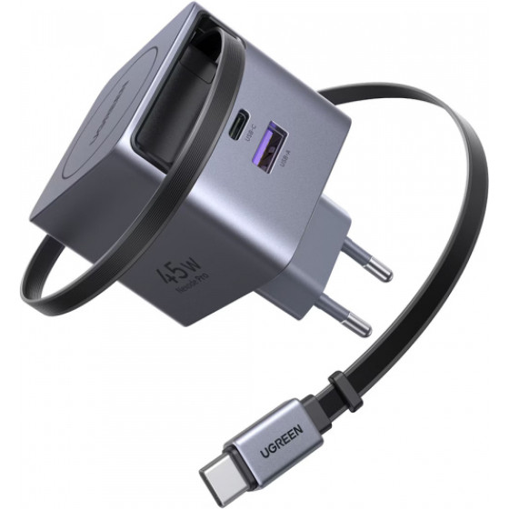 Ugreen Wall Charger X614, 45W, 3A, 1 x USB-A - 1 x USB-C, With USB-C Cable, Grey