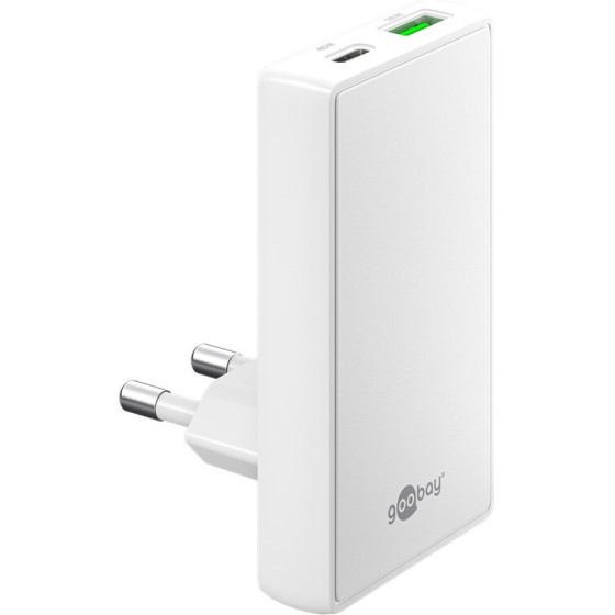 Goobay USB-C PD GaN Dual Fast Charger 90� Flat (45 W) white white - (75720)