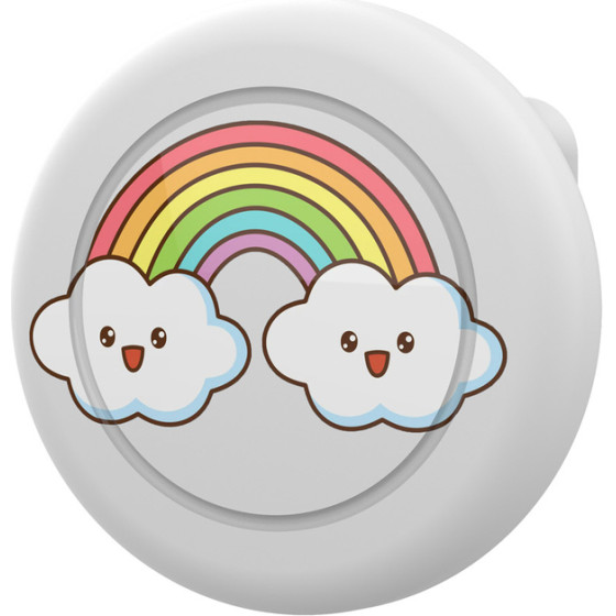 Hurtel Airtag Badge Case - White With Rainbow Print - (EA-68-02)