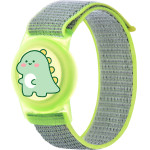 Hurtel Airtag Case With Strap For Kids, Nylon, For Wrist - With Dinosaur And Green Strap - (EA67- 0Y4S)