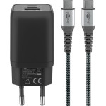 Goobay Set Of USB-C Fast Charger Nano (65 W) And USB-C Textile Cable (1 m) - (70180)