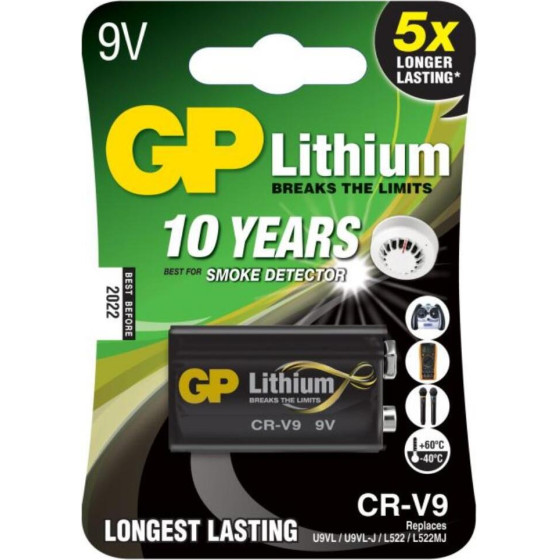 Energizer Lithium Battery Gp 9V CR-V9/L522/LA522/6f22 - (16245)