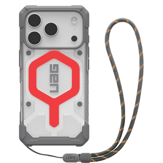 UAG - Pathfinder Clear Magsafe - Iphone 17 Pro - Active Lava Lanyard