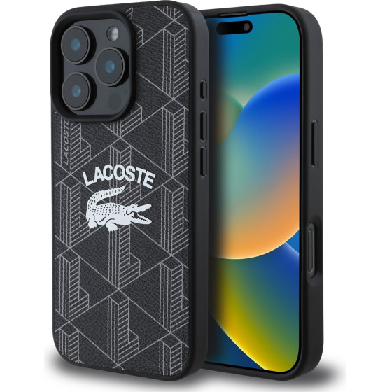 Lacoste Blend Monogram MagSafe Case for iPhone 16 Pro Black - (LCHMP16LPIGK)