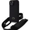 Lacoste Iconic Petit Pique Crossbody Strap Woven Logo Case for iPhone 15 Black - (LCHCP15SSPVCK)