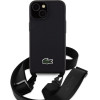 Lacoste Iconic Petit Pique Crossbody Strap Woven Logo Case for iPhone 15 Black - (LCHCP15SSPVCK)