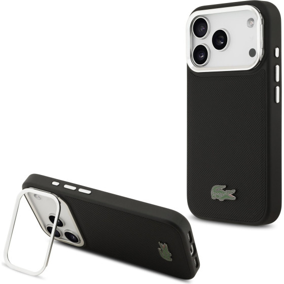 Lacoste Iconic Petit Pique Camera Stand MagSafe Case for iPhone 17 Pro Black - (LCHMP17LPCSLAK)