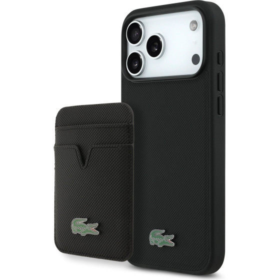 Lacoste Iconic Petit Pique MagSafe Case + Wallet for iPhone 17 Pro Max Black - (LCHMBWP17XPLAK)