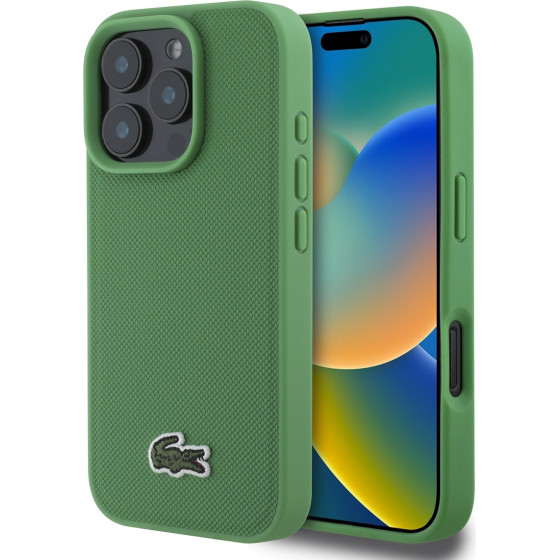 Lacoste Iconic Petit Pique Woven Logo MagSafe Case for iPhone 16 Pro Green - (LCHMP16LPVCN)