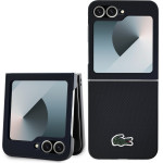 Lacoste Iconic Petit Pique Woven Logo MagSafe Case for Samsung Galaxy Z Flip 6/7 FE Black - (LCHCZF6PVCK)