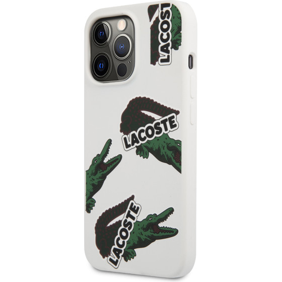 Lacoste Liquid Silicone Allover Pattern Case for iPhone 13 Pro Max White - (LCHC13XSOW)