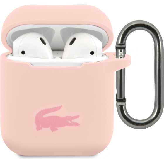 Lacoste Liquid Silicone Glossy Printing Logo Case for AirPods 1/2 Pink - (LCA2SI)